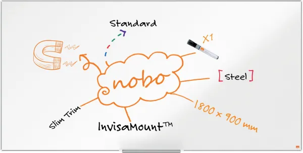 Nobo Impression Pro ståltavla 180x90cm vit
